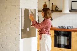 Tableau Aimanté Wallfluent 60x90 cm Couleur beige foncé Marqueur noir En Verre Pour Cuisine