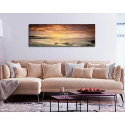 Tableau Beach in Crete (1 Part) Narrow Orange 150x50 cm