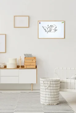 Tableau blanc effaçable cadre en bois L.60 x l.40 cm