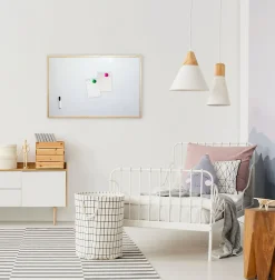 Tableau blanc effaçable magnétique cadre en bois L.90 x l.60 cm