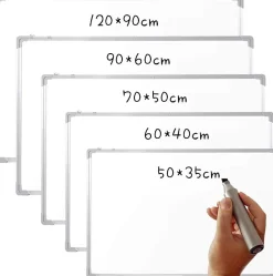 Tableau Blanc Magnetique avec 3 Stylos Effacables Couleur Noir-Rouge-Bleu 2 Autocollants Magnetiques et 2 Crochets Amovibles