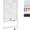 Tableau Blanc Roulant Magnetique 60x100cm avec Hauteur Reglable Double Face Effacable
