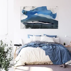 Tableau blue waves 03 en toile imprimée, 200x110 cm