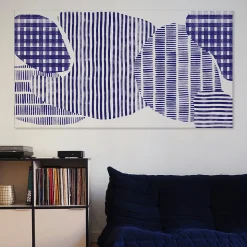 Tableau canopée bleu en toile imprimée, 90x60 cm