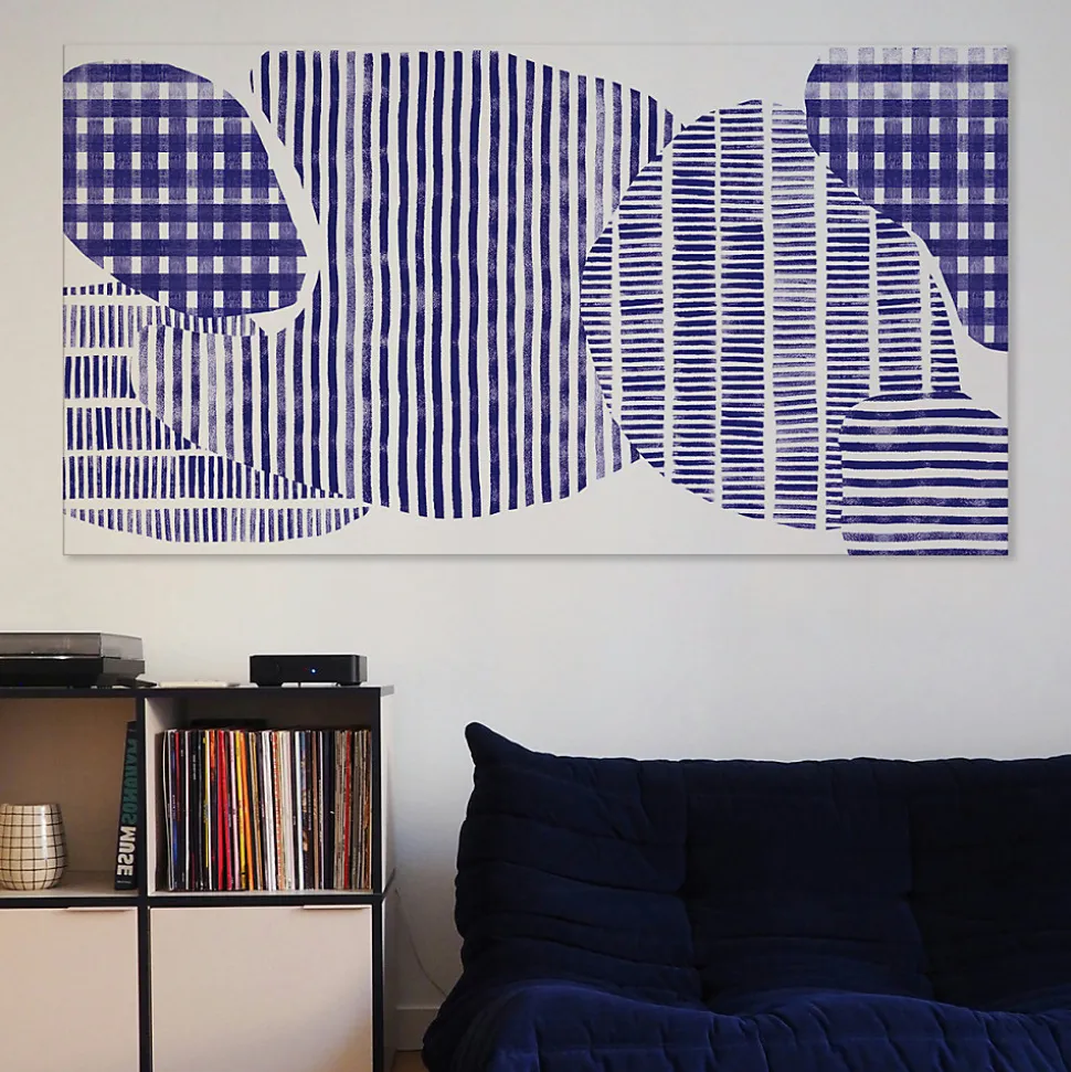 Tableau canopée bleu en toile imprimée, 90x60 cm