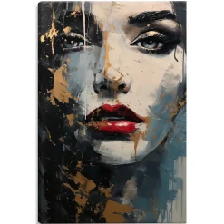 Tableau Canvas VISAGE De Femme Peinture 70cm x 100cm - Parfait pour décorer votre salon, chambre ou bureau avec un design unique