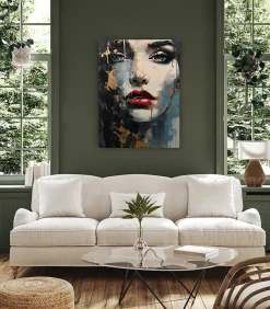 Tableau Canvas VISAGE De Femme Peinture 70cm x 100cm - Parfait pour décorer votre salon, chambre ou bureau avec un design unique