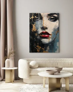 Tableau Canvas VISAGE De Femme Peinture 70cm x 100cm - Parfait pour décorer votre salon, chambre ou bureau avec un design unique