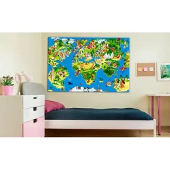 Tableau Cartes du monde Children's Map (1 Part) Wide 120x80 cm