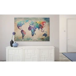 Tableau Cartes du monde Carte en couleurs de l'arc-en-ciel 90x60 cm