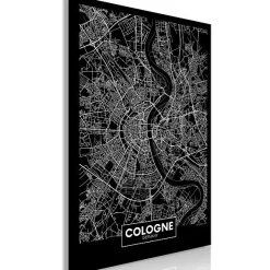 Tableau Cartes du monde Dark Map of Cologne (1 Part) Vertical 40x60 cm