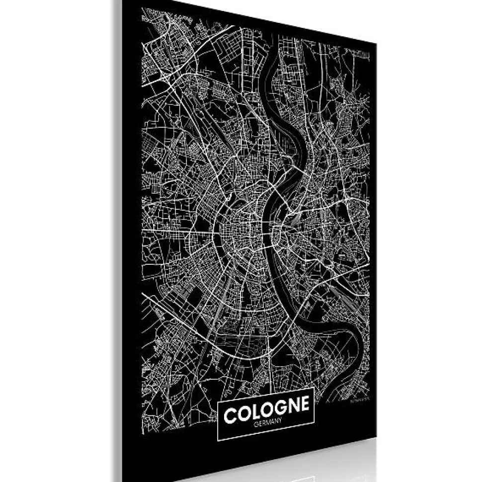 Tableau Cartes du monde Dark Map of Cologne (1 Part) Vertical 40x60 cm