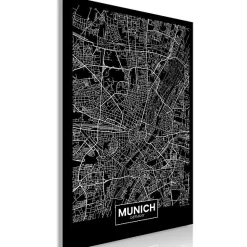Tableau Cartes du monde Dark Map of Munich (1 Part) Vertical 80x120 cm