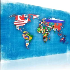 Tableau Cartes du monde Drapeaux du monde 120x80 cm