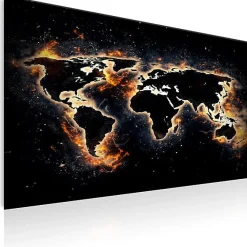 Tableau Cartes du monde Fiery World 90x60 cm