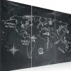 Tableau Cartes du monde Leçon de géographie (langue française) - triptyque 90x60 cm