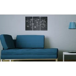 Tableau Cartes du monde Leçon de géographie (langue française) - triptyque 90x60 cm