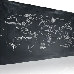Tableau Cartes du monde Leçon de géographie (en langue allemande) 120x80 cm