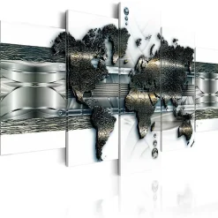 Tableau Cartes du monde Metal World Map 200x100 cm