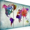 Tableau Cartes du monde Monde coloré 120x80 cm