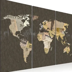 Tableau Cartes du monde Nouvelles du monde - triptyque 120x80 cm