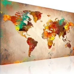 Tableau Cartes du monde Painted World 120x80 cm