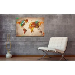 Tableau Cartes du monde Painted World 120x80 cm