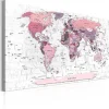 Tableau Cartes du monde Pink Frontiers 90x60 cm
