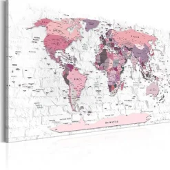 Tableau Cartes du monde Pink Frontiers 120x80 cm