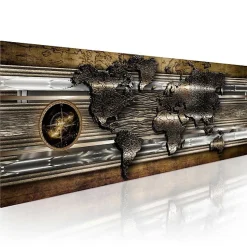 Tableau Cartes du monde The World Of Metal 135x45 cm