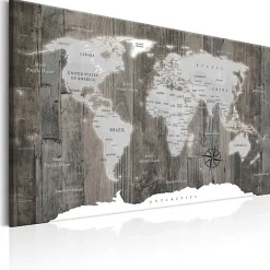 Tableau Cartes du monde World Map: Wooden World 60x40 cm