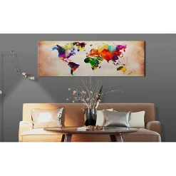 Tableau Cartes du monde World Map: Colourful Ramble 135x45 cm