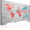 Tableau Cartes du monde World Map: Red Roam 120x80 cm