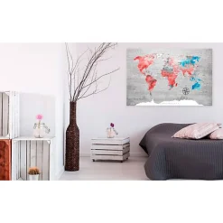 Tableau Cartes du monde World Map: Red Roam 120x80 cm