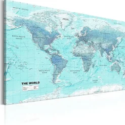 Tableau Cartes du monde World Map: Sky Blue World 90x60 cm