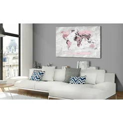 Tableau Cartes du monde World Map: Pink Continents 90x60 cm