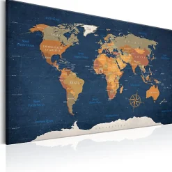 Tableau Cartes du monde World Map: Ink Oceans 120x80 cm