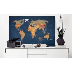 Tableau Cartes du monde World Map: Ink Oceans 120x80 cm