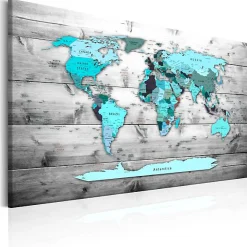 Tableau Cartes du monde World Map: Blue World 120x80 cm