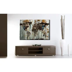 Tableau Cartes du monde Wooden Border 90x60 cm