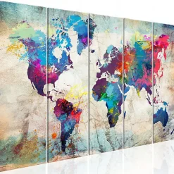 Tableau Cartes du monde World Map: Cracked Wall 200x80 cm