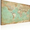 Tableau Cartes du monde World Map: Celadon Journey 120x80 cm