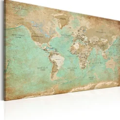 Tableau Cartes du monde World Map: Celadon Journey 120x80 cm