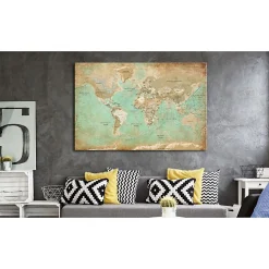Tableau Cartes du monde World Map: Celadon Journey 120x80 cm