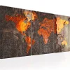 Tableau Cartes du monde World Map: Rusty World 120x60 cm