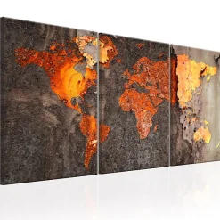Tableau Cartes du monde World Map: Rusty World 120x60 cm