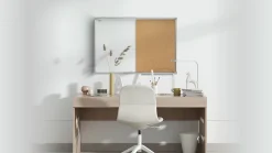 Tableau Combi 2 en 1, Blanc Magnétique Effaçable à Sec et en Liège avec Cadre en Aluminium 90x60cm