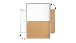 Tableau Combi 2 en 1, Blanc Magnétique Effaçable à Sec et en Liège avec Cadre en Aluminium 90x60cm