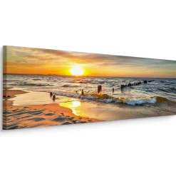 Tableau Coucher De Soleil Paysage 3D 145cm x 45cm - Parfait pour décorer votre salon, chambre ou bureau avec un design unique et