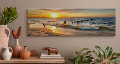 Tableau Coucher De Soleil Paysage 3D 145cm x 45cm - Parfait pour décorer votre salon, chambre ou bureau avec un design unique et